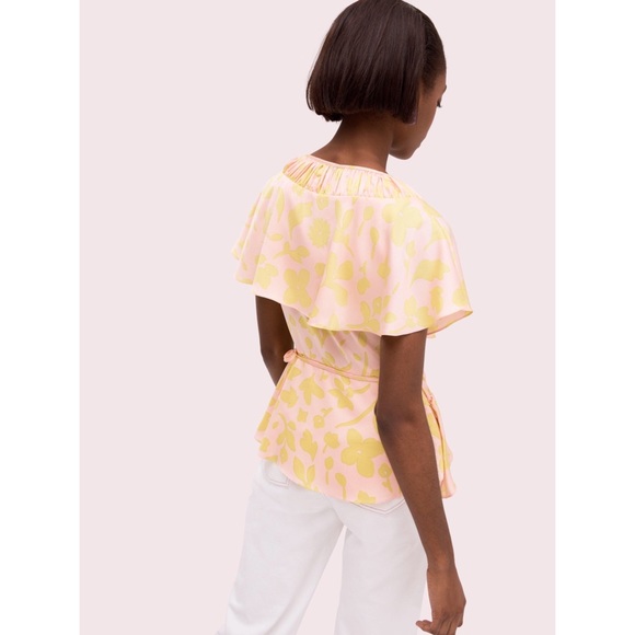 Kate spade Splash Ruffle Wrap Top Blouse Size 4 - Picture 4 of 7